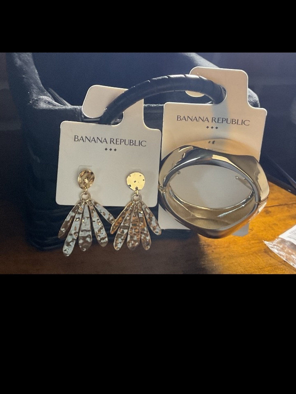 Banana Republic Gold Drop Earrings with Gold Bangle NWT